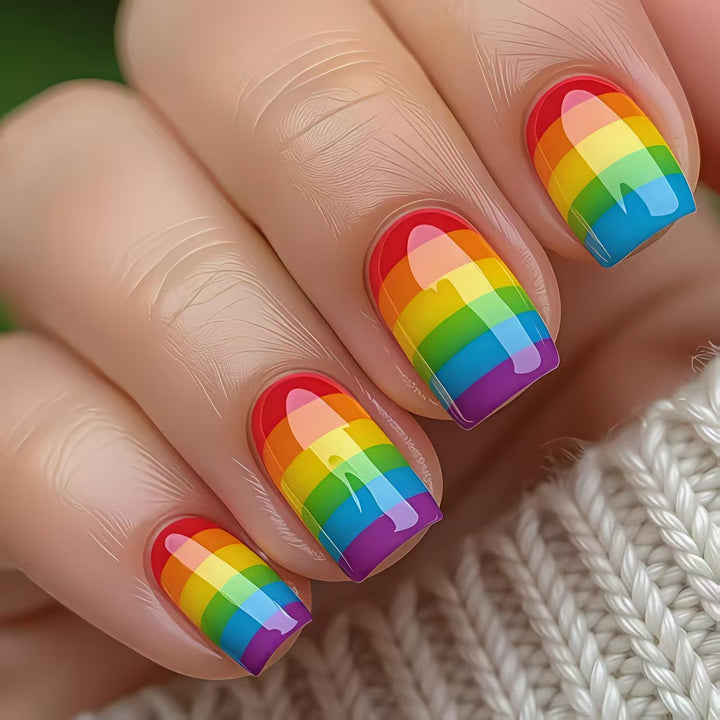 Creative Acrylic Nails in Rainbow Look Bowlift