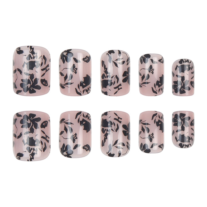 Elegant Floral Press-On Nails Bowlift