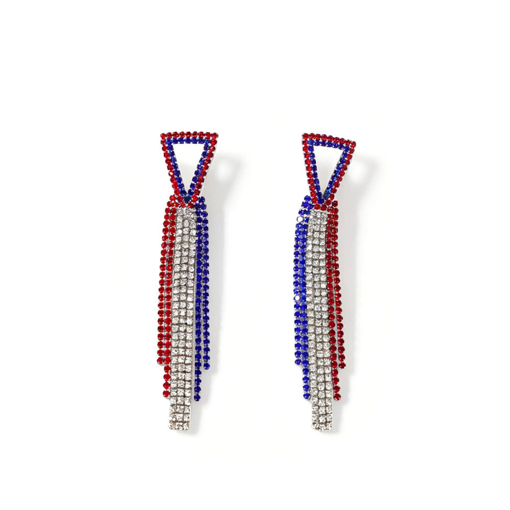 Women nano sparkling statement earrings with long rhinestone tassels Bowlift