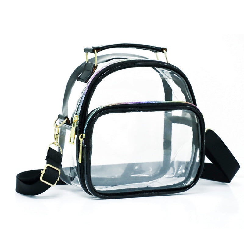 Transparent shoulder bag with double zipper Bowlift