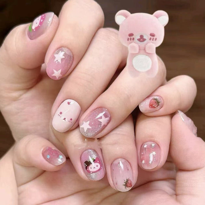 Whimsical Character Press-On Nail Art Set Bowlift