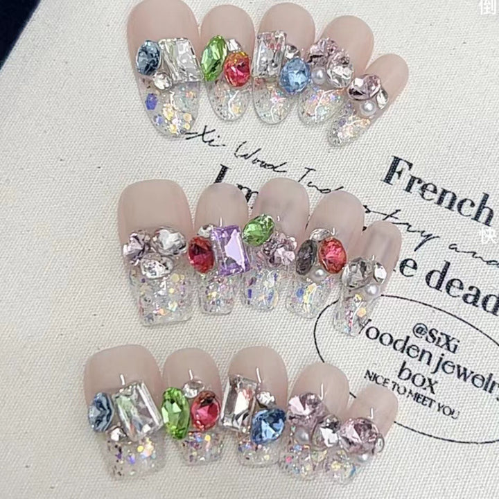 Sparkling Decorative Press-On Nail Set Bowlift