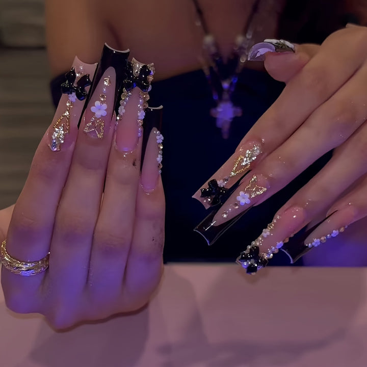 Glamorous Artistic Press-On Nail Set Bowlift