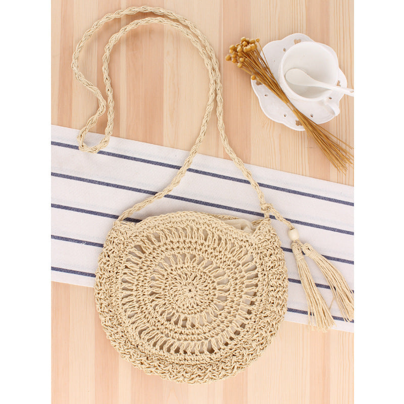Macrame Crossbody Bag with Decorative Fringes Bowlift
