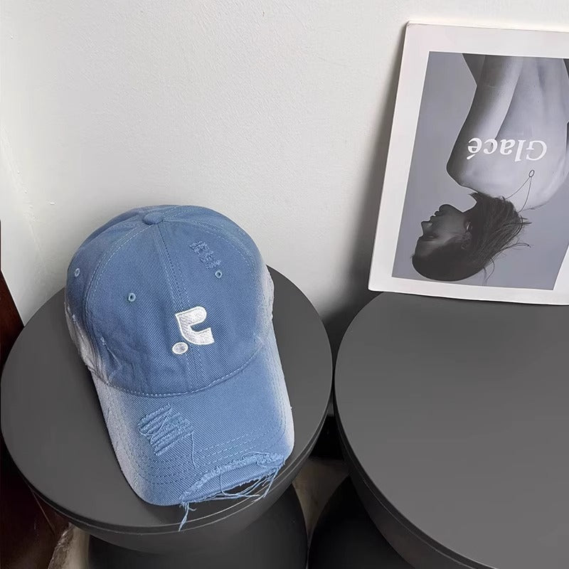 Women's Distressed Denim Baseball Cap Bowlift 1784084028