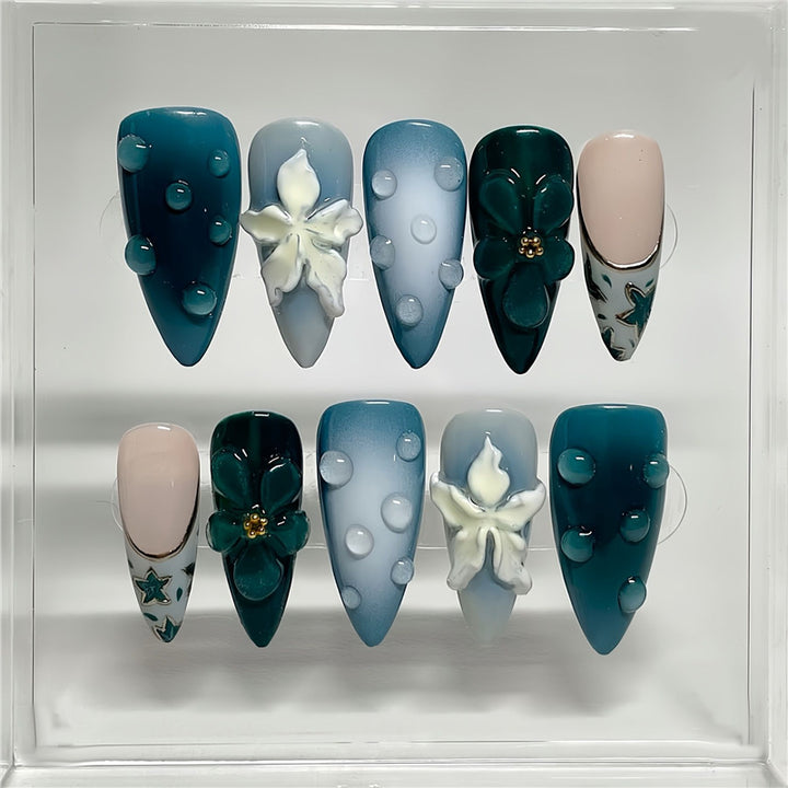 Artistic Cartoon-Themed Press-On Nail Art Set Bowlift