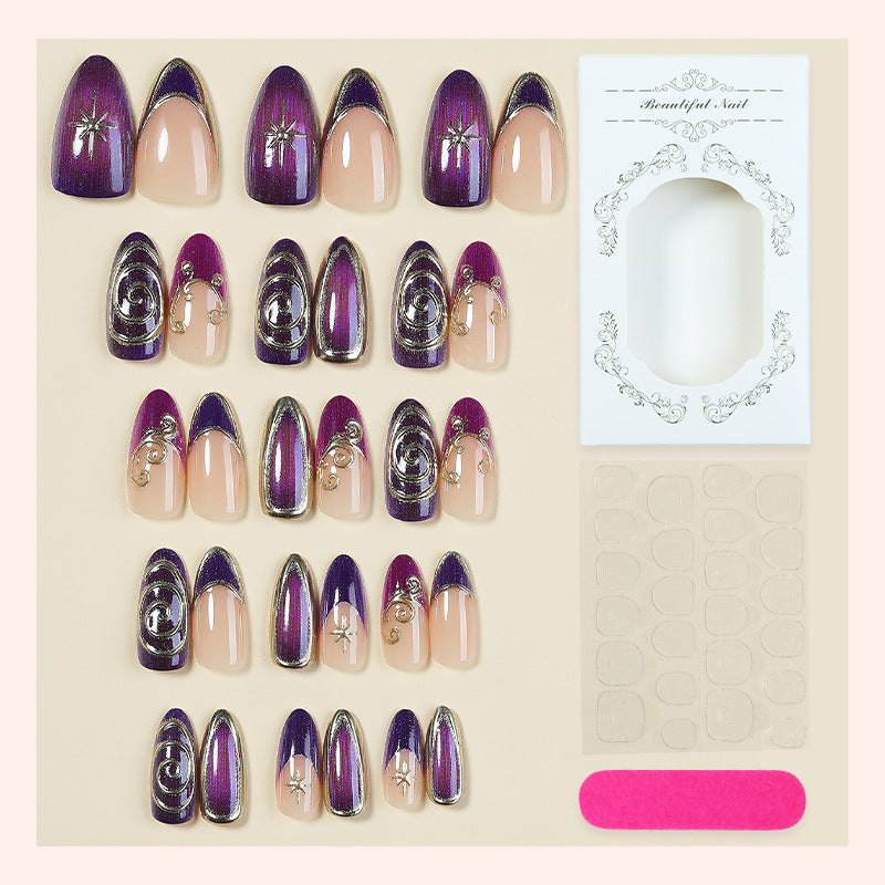 Acrylic nail set with elegant shimmer design Bowlift