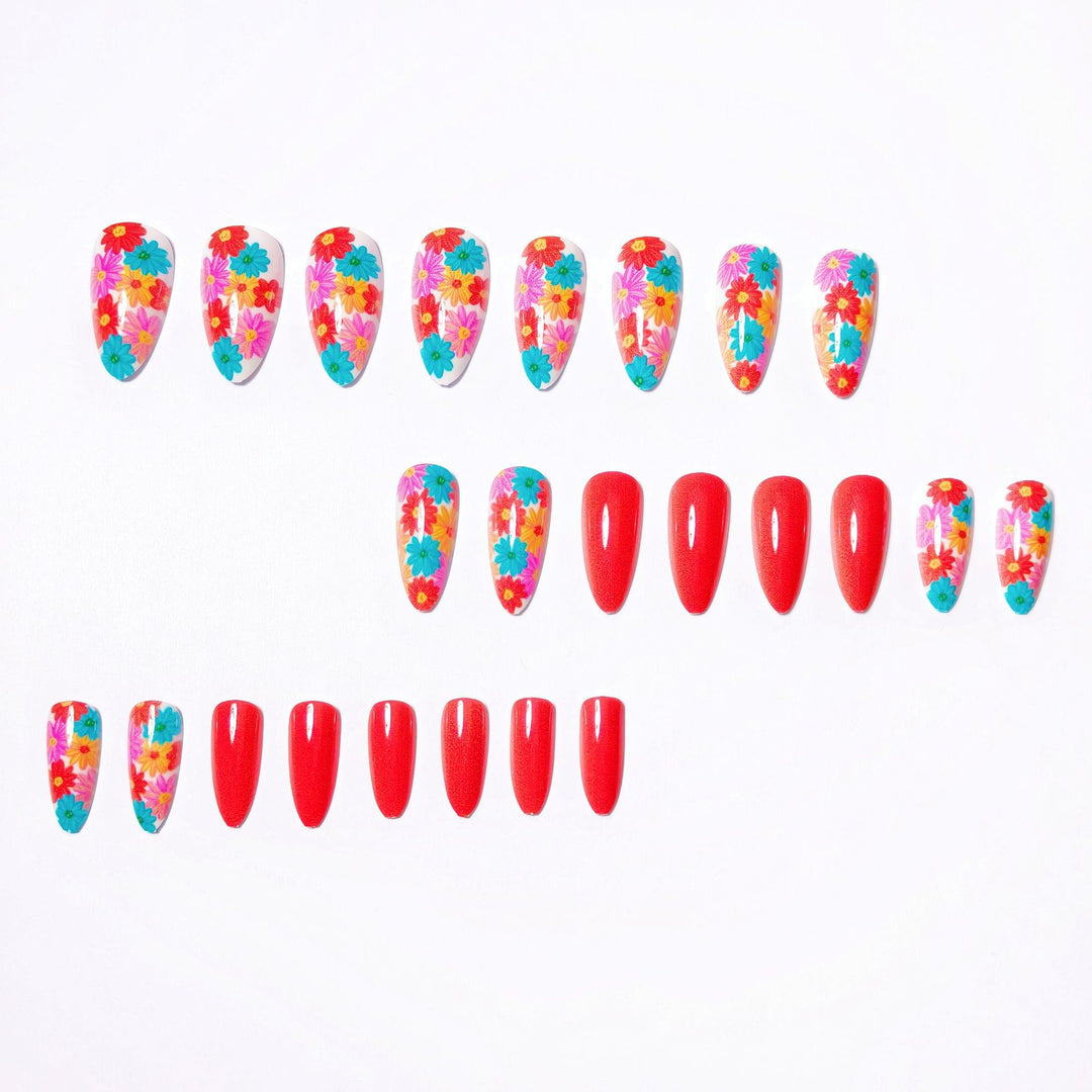 Artistic Summer Floral Acrylic Nail Art Bowlift