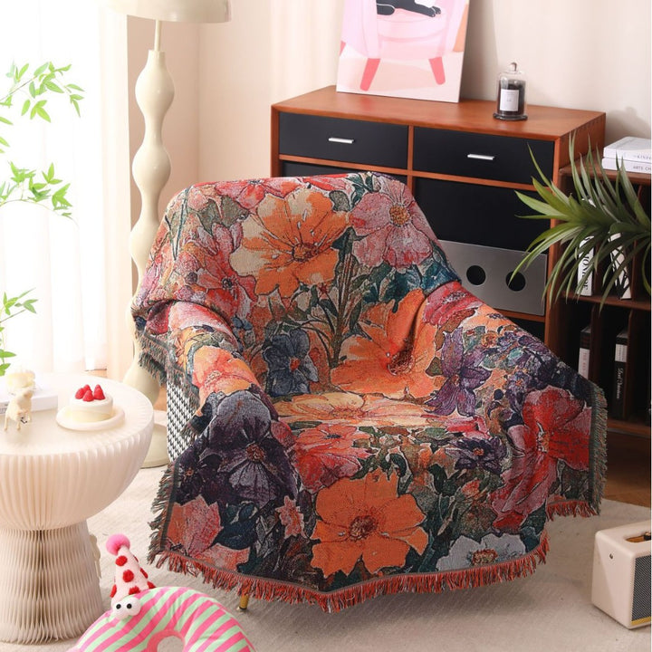 Floral Woven Throw Blanket