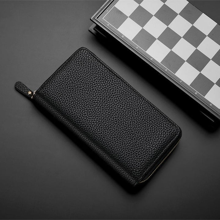 Textured Leather Zip-Around Wallet Bowlift