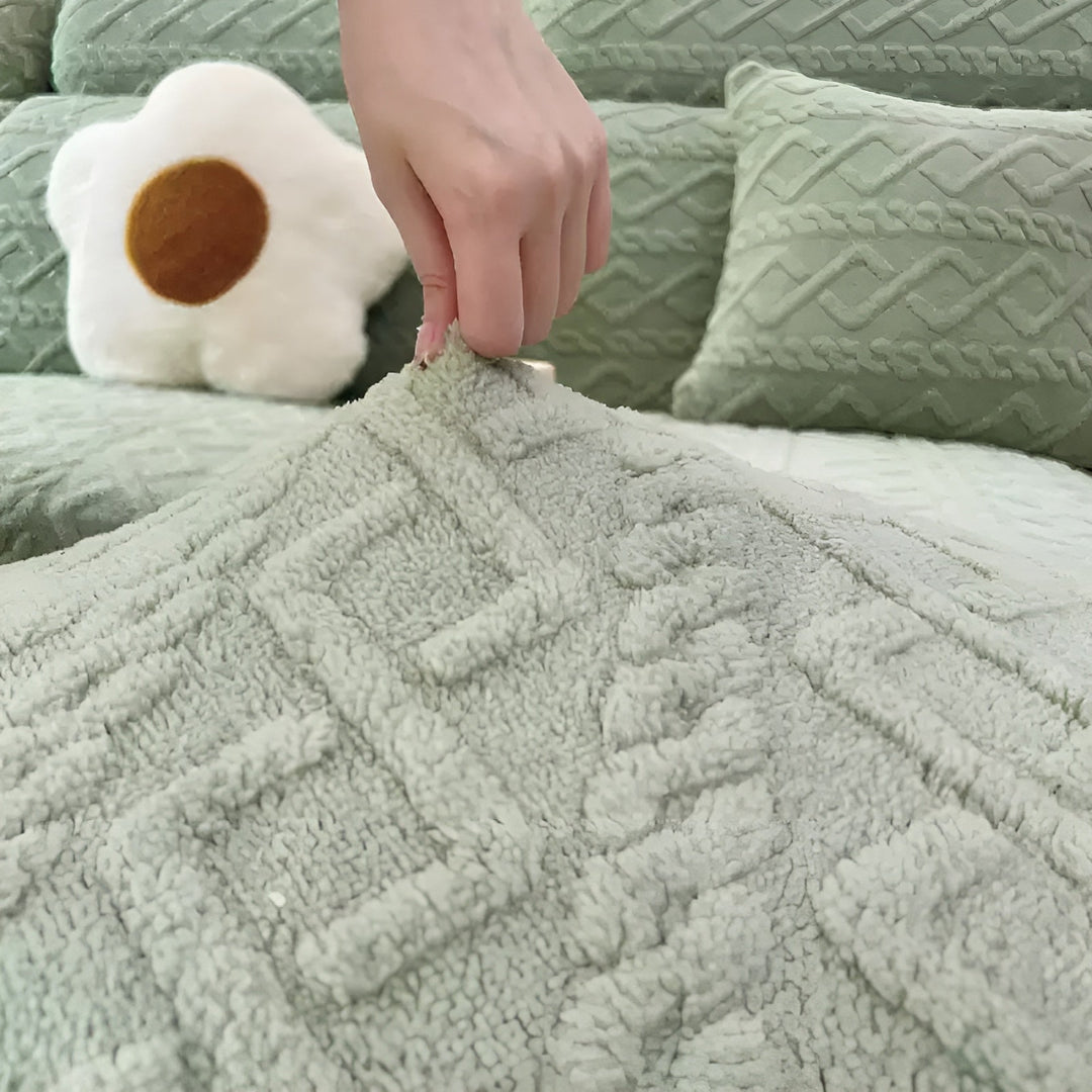 Samt-Sofa cover with diamond pattern – Soft & Luxurious | Perfect fit for any couch | Bowlift