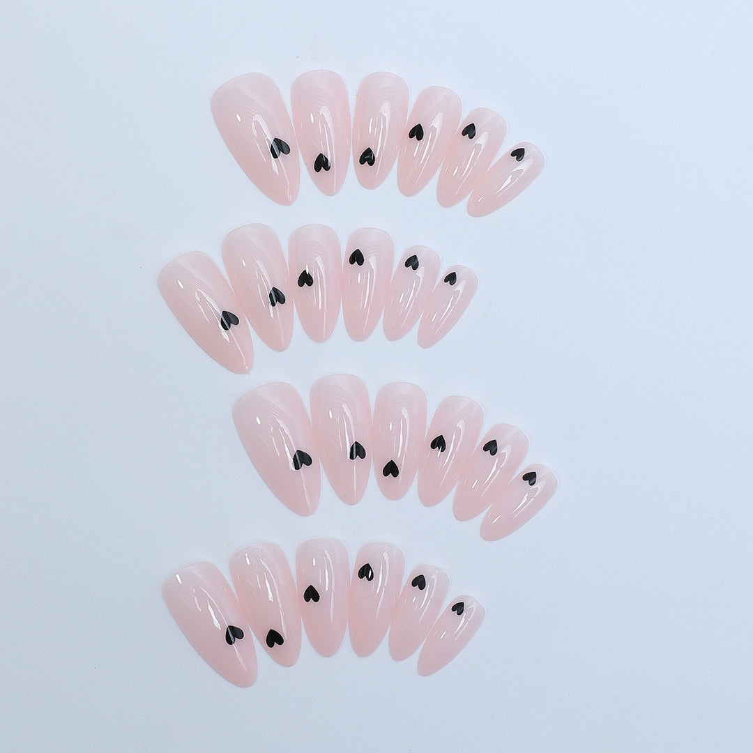 Heart-Embellished Press-On Nail Set Bowlift