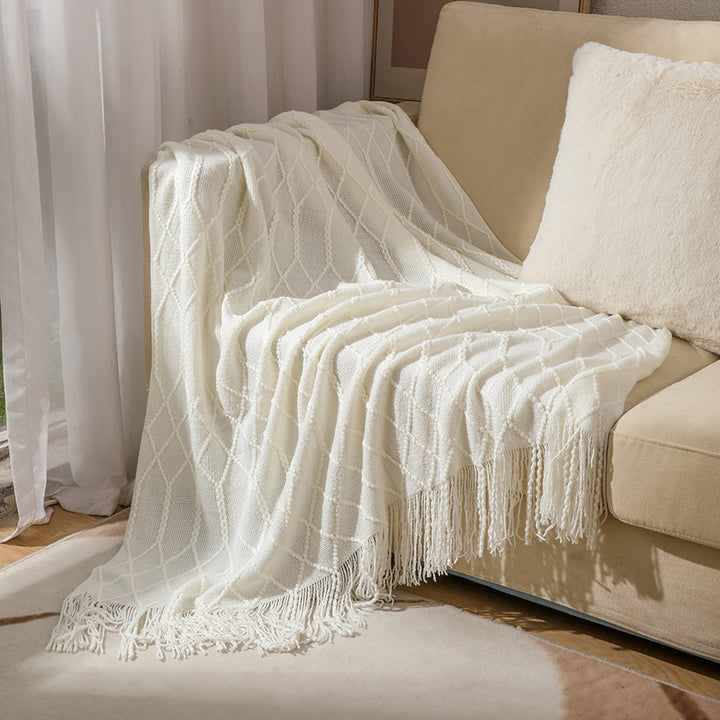 Textured Knitted Throw Blanket