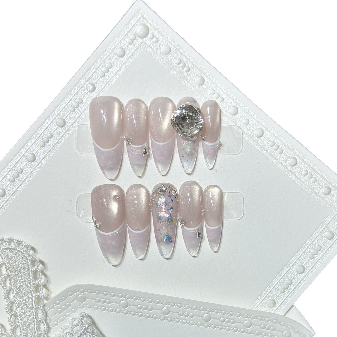 Glamorous Stiletto Press-On Nail Set with Crystal Embellishments Bowlift