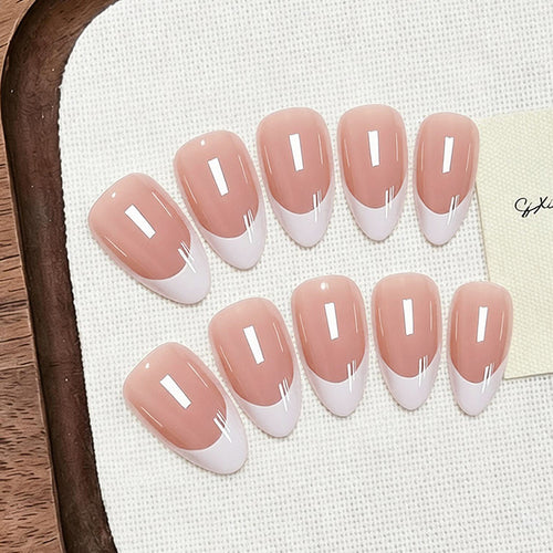 Acrylic Nail Set with Elegant French Tip Bowlift