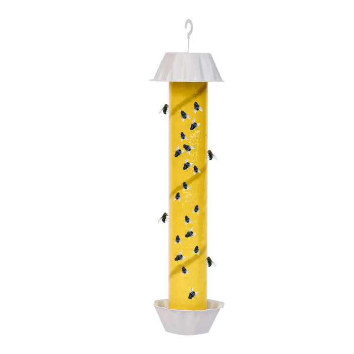 Hanging suet cylinder bird feeder with protective cap and drainage tray Bowlift