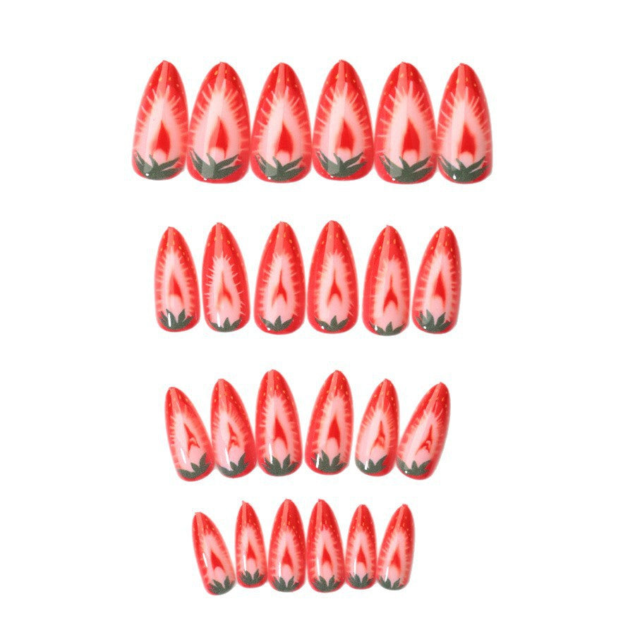 Artificial nail set with detailed strawberry design Bowlift