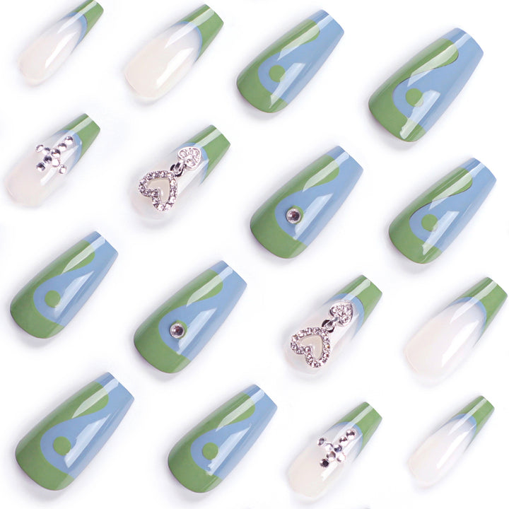 Artistic nail extensions with decorative jewelry effect Bowlift