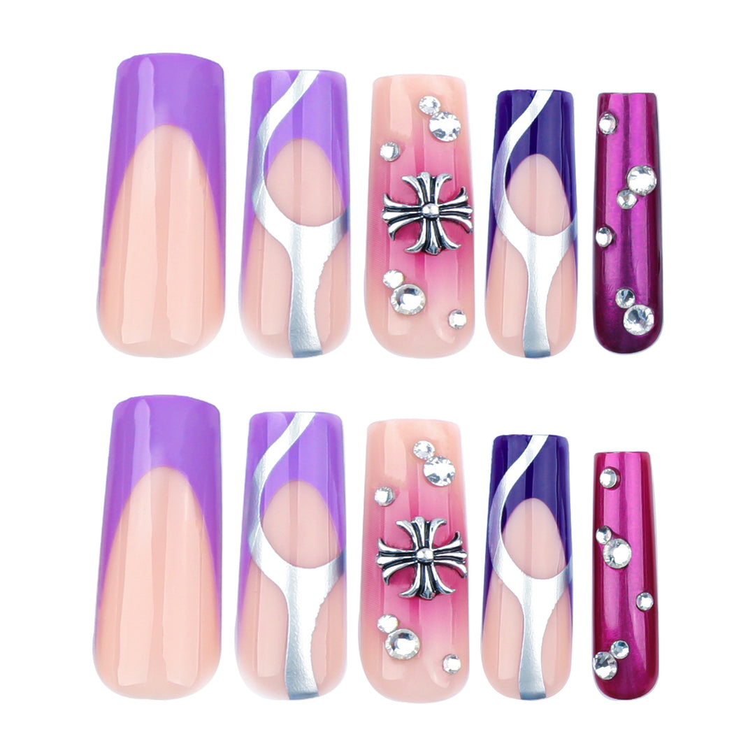Artistic nail extensions with glitter and flower motifs Bowlift