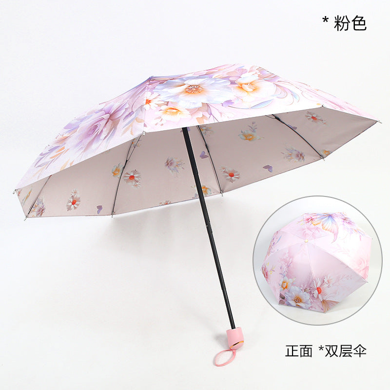 Ladies elegant folding umbrella with floral patterns Bowlift