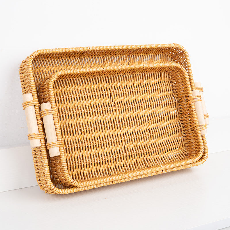 Handwoven Rectangular Serving Tray Bowlift