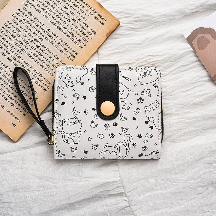Cute Cat-Themed Zippered Coin Wallet Bowlift