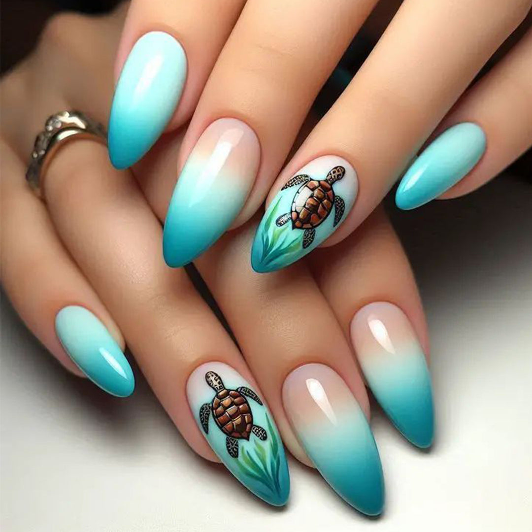 Artistic Sea Turtle Nail Art Bowlift