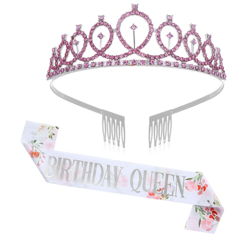 Ladies Sparkling Crown with Rhinestone Decorations Bowlift