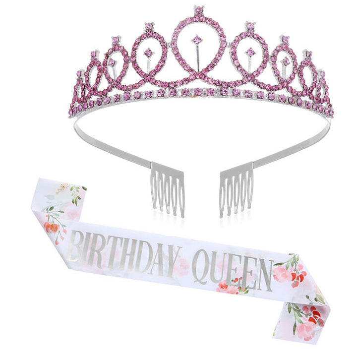 Ladies Sparkling Crown with Rhinestone Decorations Bowlift