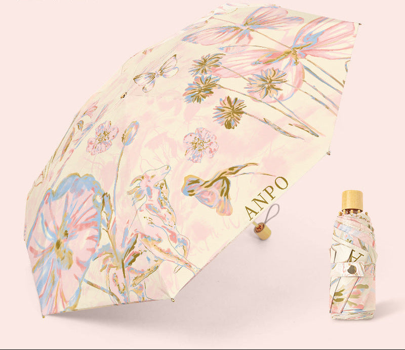 Ladies folding umbrella with floral patterns Bowlift