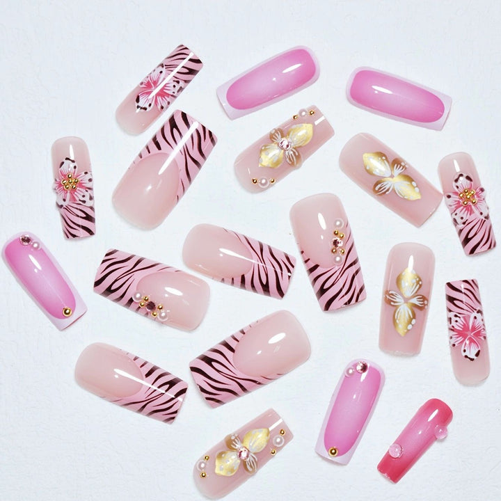 Floral Design Acrylic Nail Art Bowlift