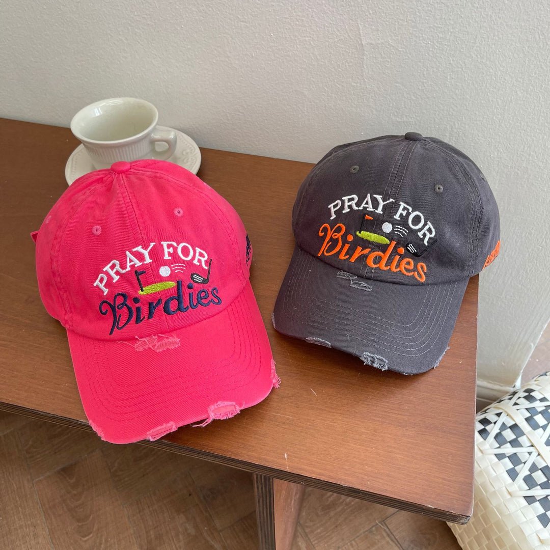 Women's Casual Distressed Embroidered Baseball Cap Bowlift