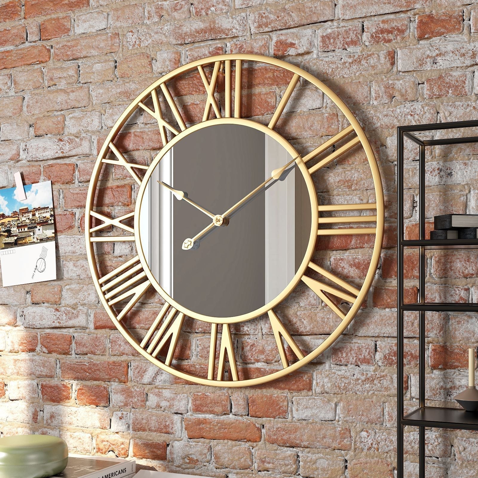 BowLift | Metal Vintage Large Size Wall Clock with Mirror 39cm
