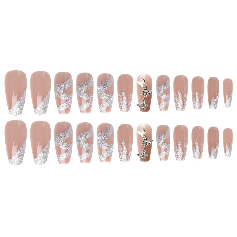 Artificial nail set with sparkling butterflies and glittering decorations Bowlift
