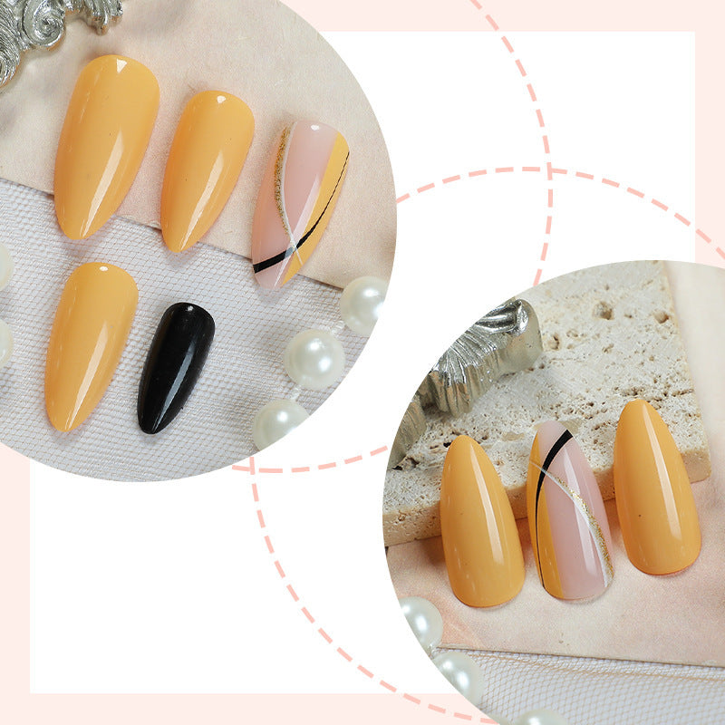 Acrylic Nail Set with Creative Gradient and Elegant Lines Bowlift