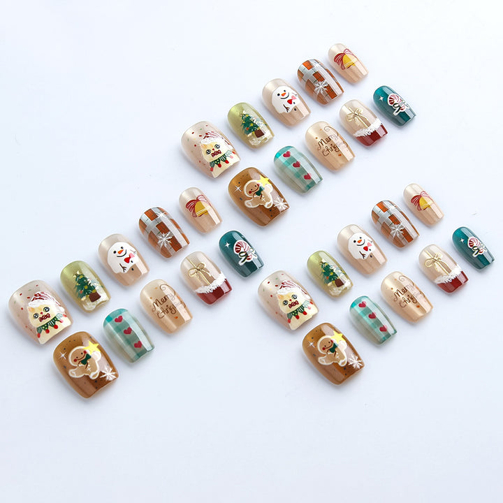 Christmas-Themed Press-On Nail Art Set Bowlift