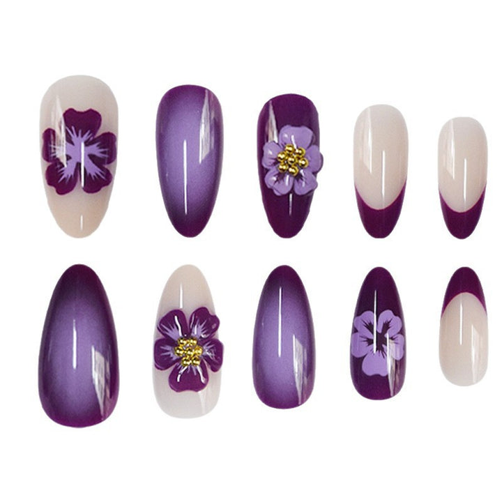 Artistic Floral Design Press-On Nail Set Bowlift
