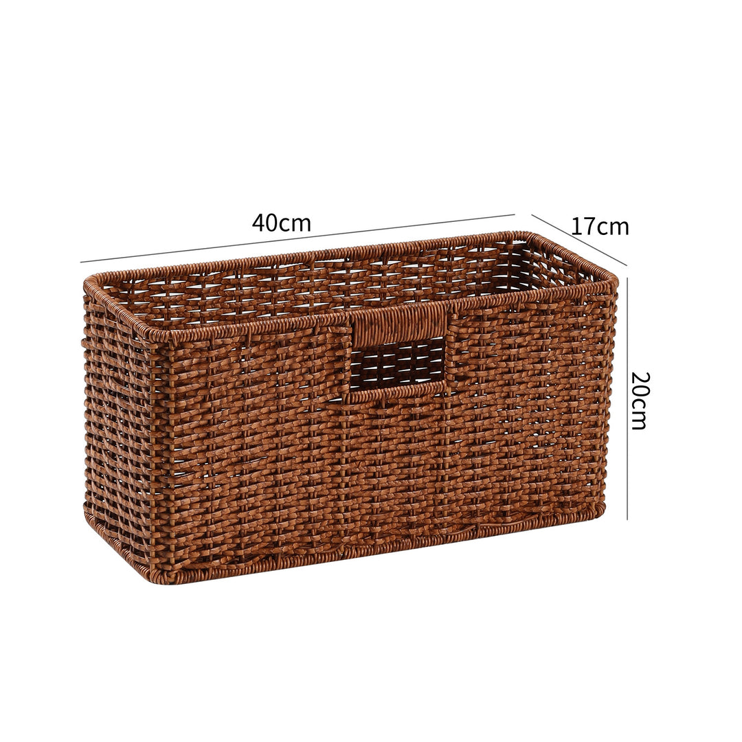 Handwoven Rectangular Storage Basket with Cut-Out Handles Bowlift