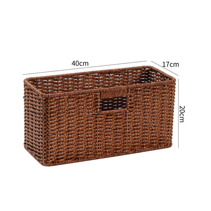 Handwoven Rectangular Storage Basket with Cut-Out Handles Bowlift