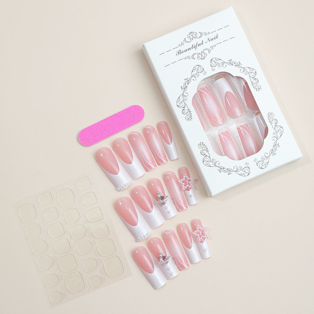 Decorative Press-On Nail Set with Elegant Design Elements Bowlift