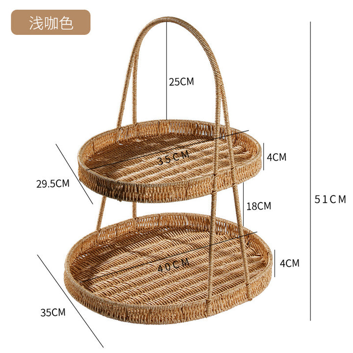 Two-Tiered Woven Storage Display Stand Bowlift