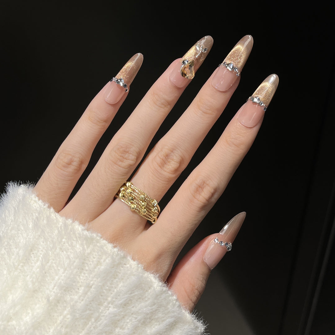 Decorative Rhinestone Press-On Nails Bowlift