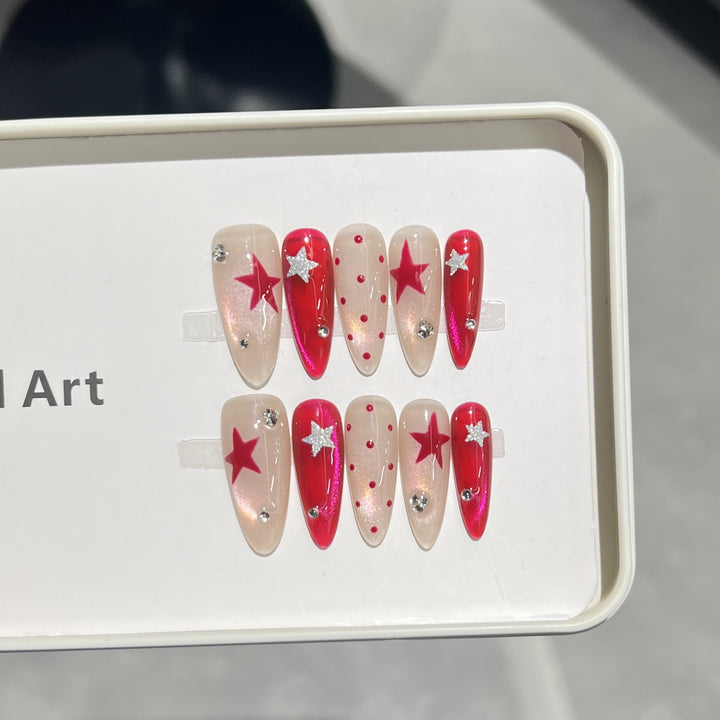 Star-Accent Press-On Nail Set Bowlift