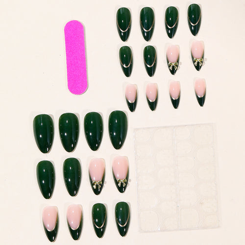 Elegant Stiletto Gel Nail Art Extensions with Decorative Bows Bowlift