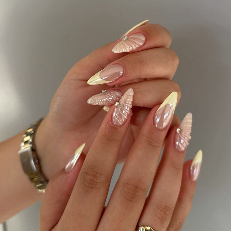 Artistic Stiletto Press-On Nail Set with Embellished Shell Design Bowlift