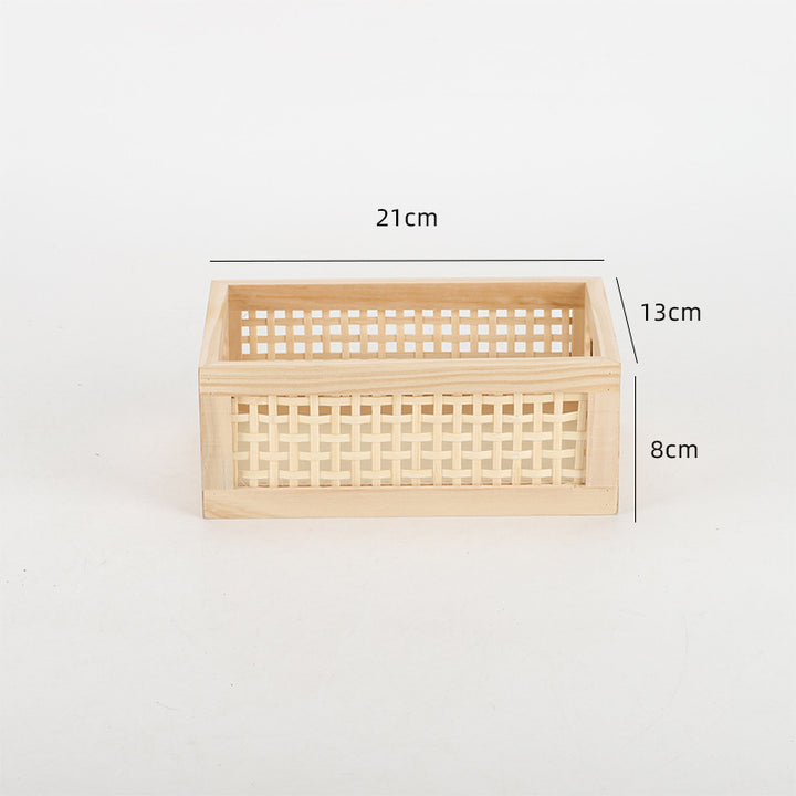 Stylish storage box made of wood and rattan Bowlift