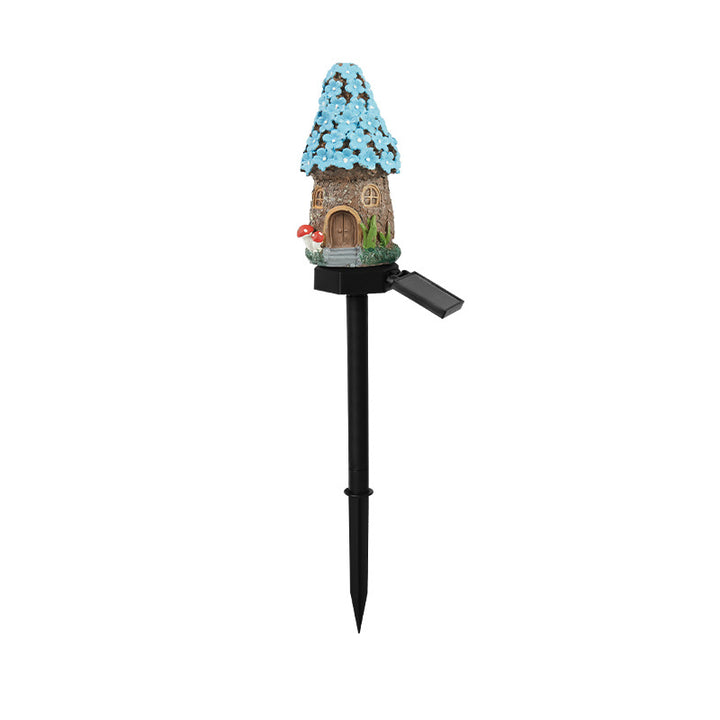 Whimsical Solar-Powered LED Fairy House Garden Stake Bowlift