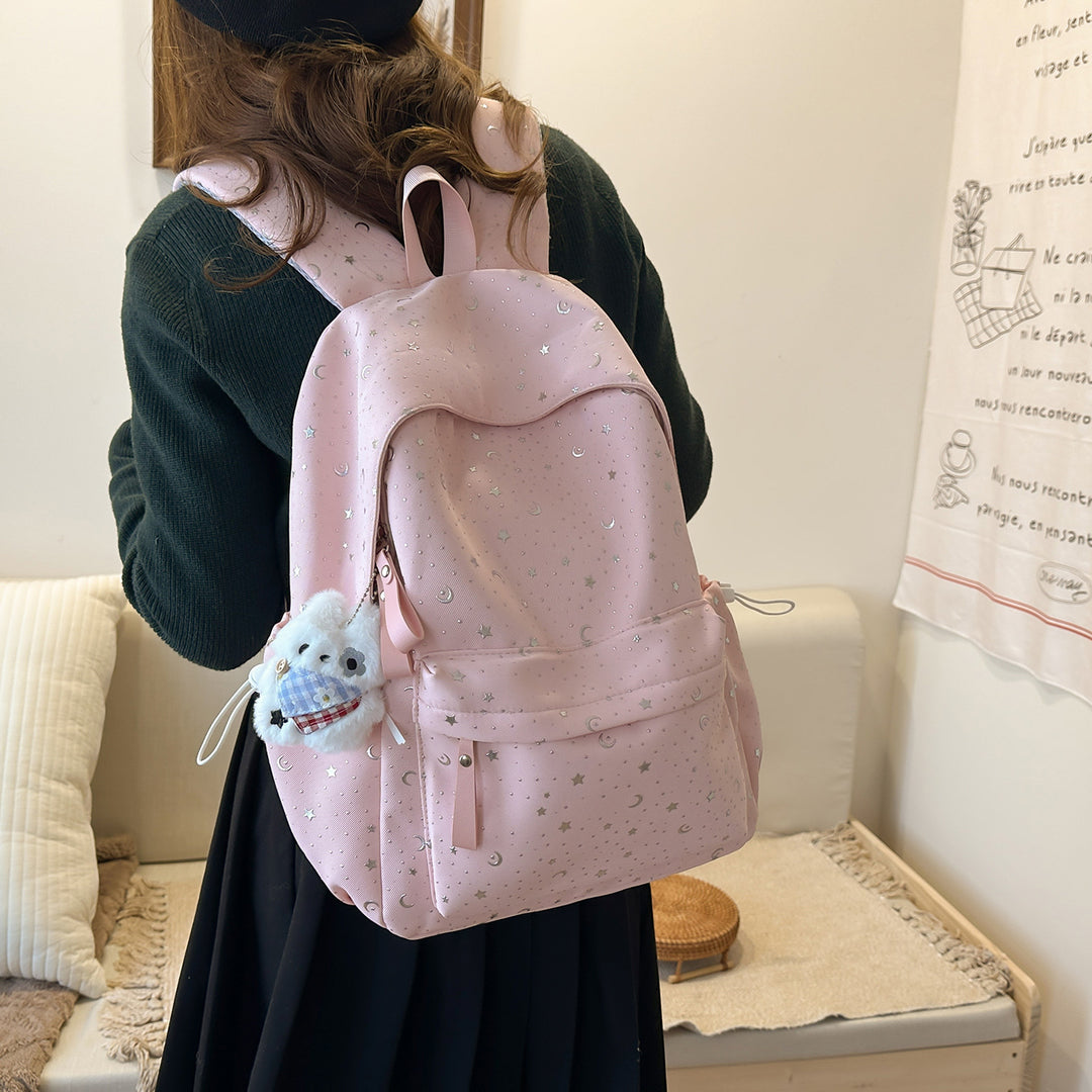 Backpack with Sparkling Stars and Modern Details Bowlift