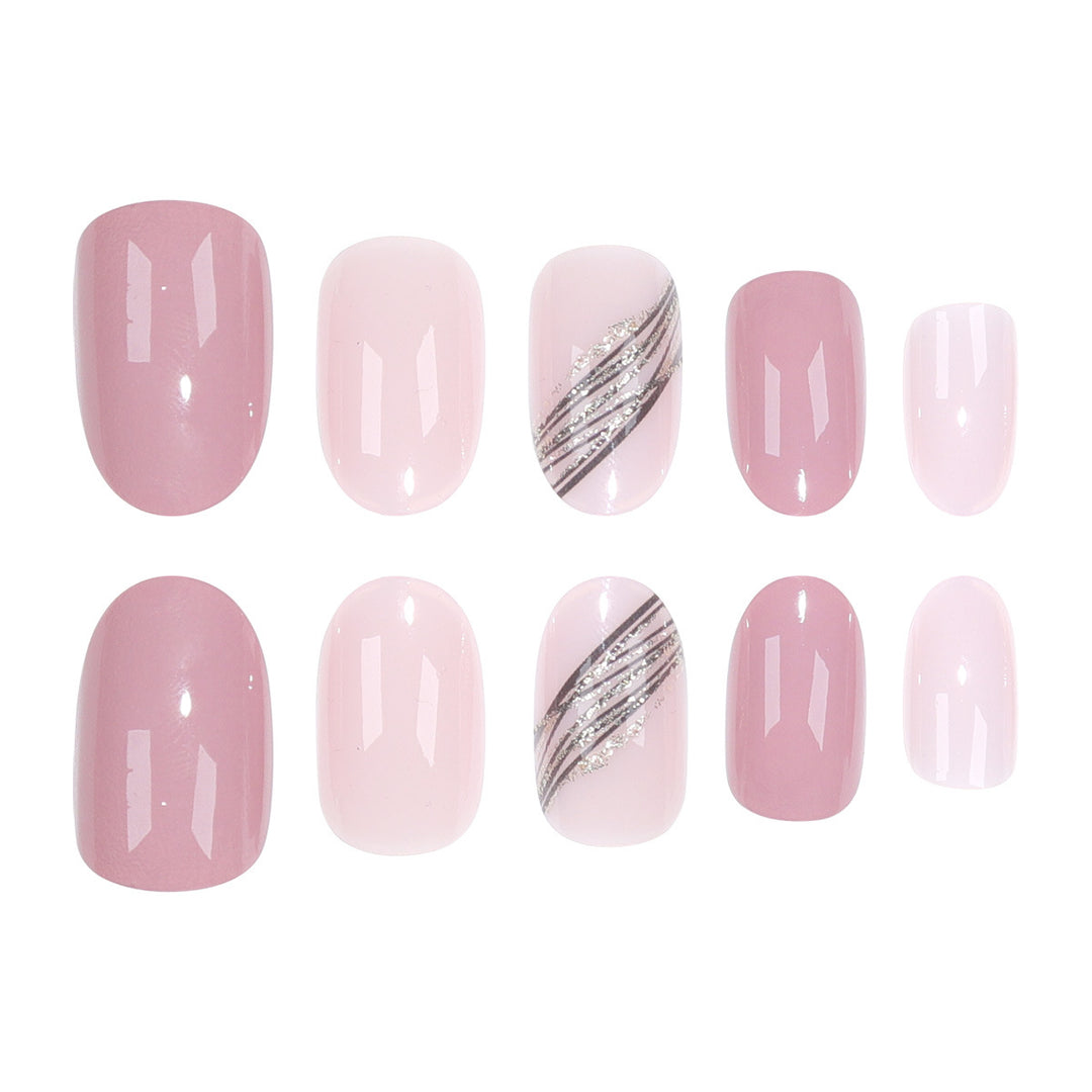 Elegant Long Almond-Shaped Press-On Nails with Gold Accents Bowlift