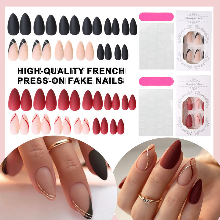 Elegant French Tip Press-On Nail Set Bowlift